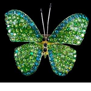 Enameled Rhinestone Butterfly Brooch